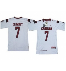 Under Armour South Carolina 7 Javedeon Clowney White New Style Jerseys with New SEC Patch