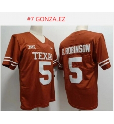 Men Texas Longhorns #7 Gonzales Orange Stitched Jersey