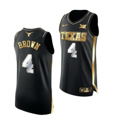 Texas Longhorns Greg Brown 2021 March Madness Golden Authentic Black Jersey