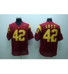 Trojans #42 Ronnie Lott Red Embroidered NCAA Jersey