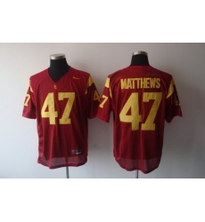 Trojans #47 Clay Matthews Red Stitched NCAA Jersey