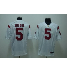 Trojans #5 Reggie Bush White Embroidered NCAA Jersey