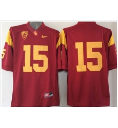 USC Trojans #15 Red PAC 12 C Patch Stitched NCAA Jersey