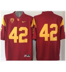 USC Trojans #42 Ronnie Lott Red PAC 12 C Patch Stitched NCAA Jersey