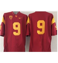USC Trojans #9 Red PAC 12 C Patch Stitched NCAA Jersey