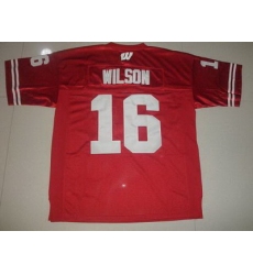 Badgers #16 Russell Wilson Red Embroidered NCAA Jersey