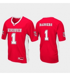 Men Wisconsin Badgers 1 Red Max Power Football Jersey