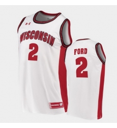 Men Wisconsin Badgers Aleem Ford Replica White College Basketball Jersey