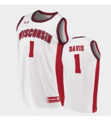 Men Wisconsin Badgers Jonathan Davis Replica White College Basketball Jersey