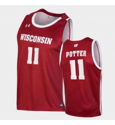 Men Wisconsin Badgers Micah Potter Replica Red College Basketball Jersey