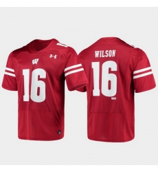 Men Wisconsin Badgers Russell Wilson 16 Red Replica Alumni Football Jersey
