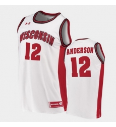 Men Wisconsin Badgers Trevor Anderson Replica White College Basketball Jersey