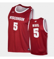 Men Wisconsin Badgers Tyler Wahl Replica Red College Basketball Jersey