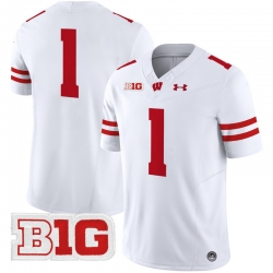 Men Youth Wisconsin Badgers 1 Team White 2024 Vapor Limited Jersey All Stitched