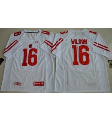 Wisconsin Badgers 16 Russell Wilson White College Jersey