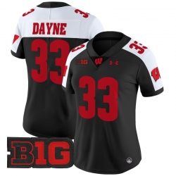 Women Wisconsin Badgers 33 Ron Dayne Black Alternate 2024 Vapor Limited Jersey All Stitched