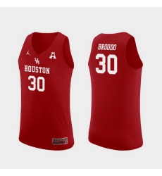 Men Houston Cougars Caleb Broodo Red Replica College Basketball Jersey