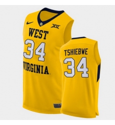 Men West Virginia Mountaineers Oscar Tshiebwe Alternate Yellow Authentic Jersey