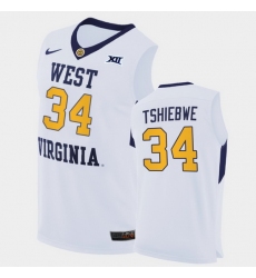 Men West Virginia Mountaineers Oscar Tshiebwe Home White Authentic Jersey
