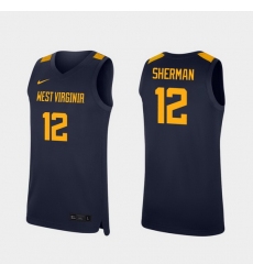 Men West Virginia Mountaineers Taz Sherman Navy Replica College Basketball Jersey