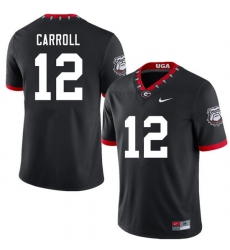 Men #12 Lovasea Carroll Georgia Bulldogs 100th Anniversary College Football Jerseys Sale-100th Black