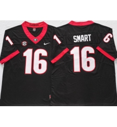 Men #16 SMART Georgia Bulldogs College Football Jerseys Sale-Black