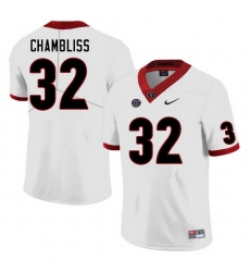 Men #32 Chaz Chambliss Georgia Bulldogs College Football Jerseys Sale-White