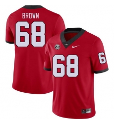 Men #68 Chris Brown Georgia Bulldogs College Football Jerseys Stitched-Red