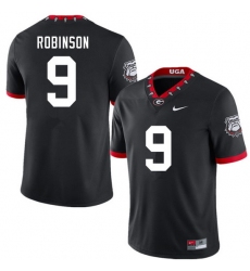 Men #9 Justin Robinson Georgia Bulldogs 100th Anniversary College Football Jerseys Sale-100th Black