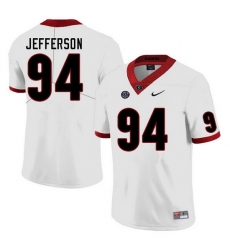 Men #94 Jonathan Jefferson Georgia Bulldogs College Football Jerseys Sale-White