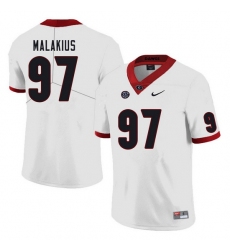 Men #97 Tyler Malakius Georgia Bulldogs College Football Jerseys Sale-White