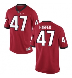 Men Georgia Bulldogs #47 Daniel Harper College Football Jerseys-Red