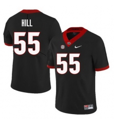 Men Georgia Bulldogs #55 Deontrey Hill College Football Jerseys Sale-Black