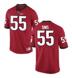 Men Georgia Bulldogs #55 Dyshon Sims College Football Jerseys-Red
