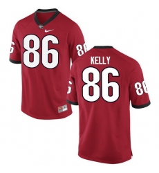 Men Georgia Bulldogs #86 Davis Kelly College Football Jerseys-Red