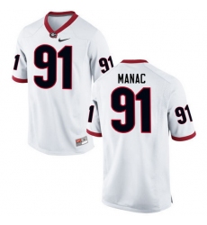 Men Georgia Bulldogs #91 Chauncey Manac College Football Jerseys-White