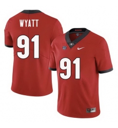 Men Georgia Bulldogs #91 Kolby Wyatt College Football Jerseys Sale-Red