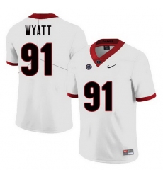 Men Georgia Bulldogs #91 Kolby Wyatt College Football Jerseys Sale-White