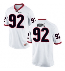 Men Georgia Bulldogs #92 Justin Young College Football Jerseys-White