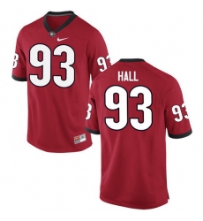 Men Georgia Bulldogs #93 Carson Hall College Football Jerseys-Red