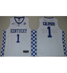 Wildcats #1 John Calipari White Basketball Elite Stitched NCAA Jersey