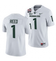 Michigan State Spartans Jayden Reed White 2021 Peach Bowl College Football Playoff Jersey