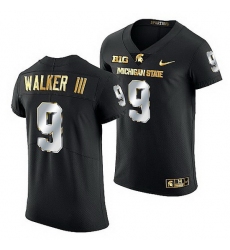 Michigan State Spartans Kenneth Walker Iii 2021 22 Golden Edition Limited Football Black Jersey