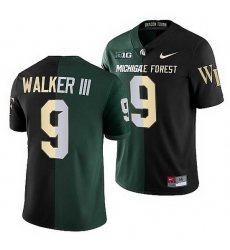 Michigan State Spartans Kenneth Walker Iii Black Green Split Edition Wake Forest Transfer 2021 Jersey