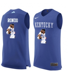 Kentucky Wildcats 4 Rajon Rondon Royal Blue With Portrait Print College Basketball Jersey