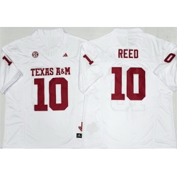 Men Texas A 26M Aggies Lions 10 Marcel Reed White 2025 F U S E  Stitched Jersey