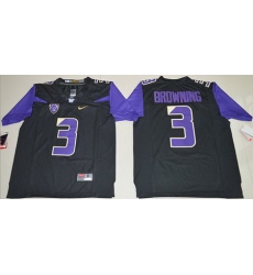 Huskies #3 Jake Browning Black Limited Stitched NCAA Jersey