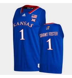 Men Kansas Jayhawks Tyon Grant Foster College Basketball Royal New Season 2020 21 Jersey