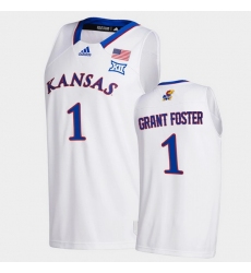 Men Kansas Jayhawks Tyon Grant Foster College Basketball White New Season 2020 21 Jersey