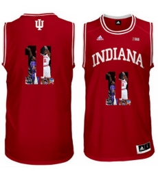 Indiana Hoosiers 11 Isiah Thomas Red With Portrait Print College Basketball Jersey